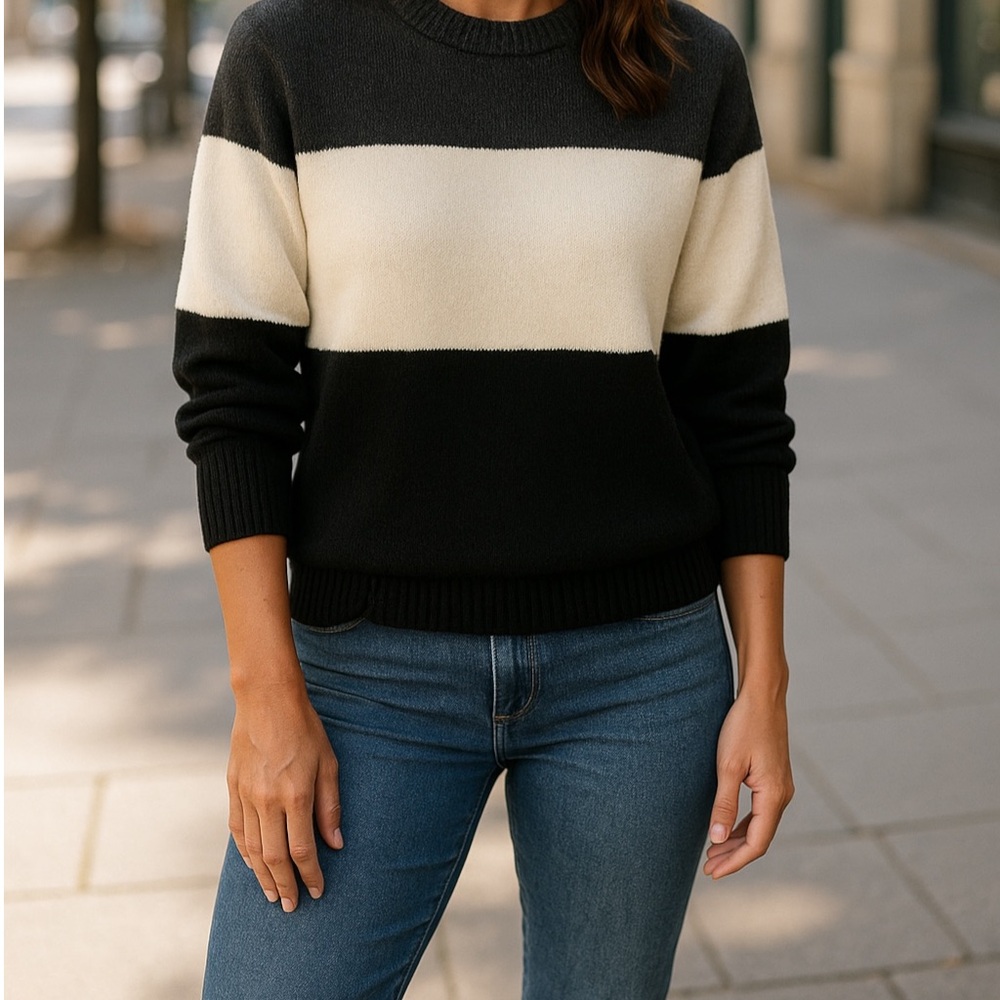 George Women's Sweater in Black and Cream NWOT